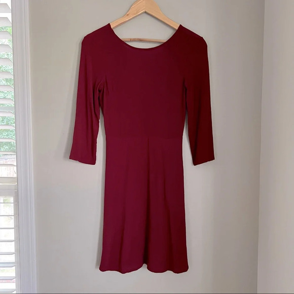 GAP Dresses & Skirts - GAP| Burgundy-Red Long Sleeve Mini  Dress size extra small 00